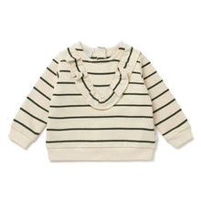 Load image into Gallery viewer, MORI Top 9-12m Striped Frilled Sweatshirt