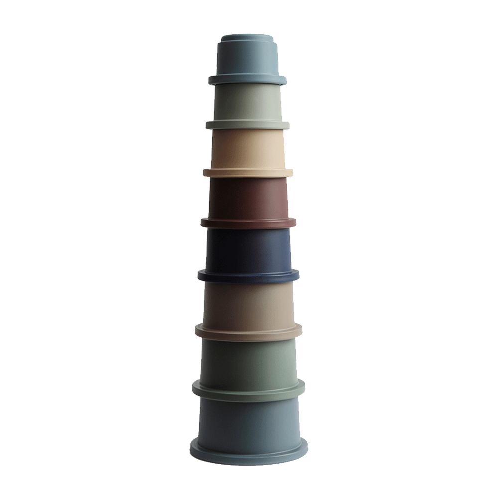 mushie Toy Stacking Cups Toy | Made in Denmark (Forest)