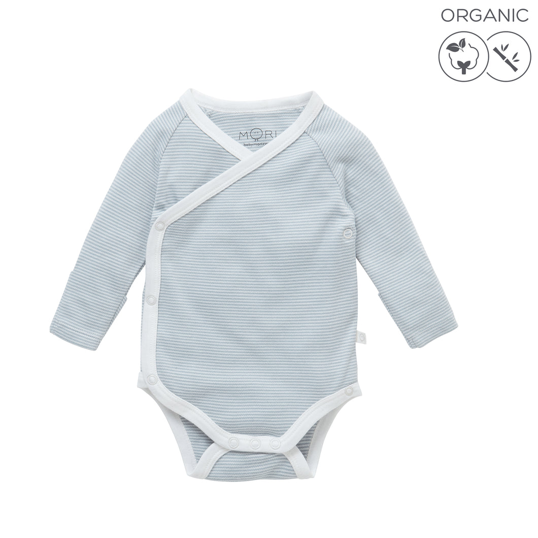 Long-Sleeve Kimono Bodysuit - Blue (4425953738814)