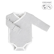 將圖片載入圖庫檢視器 Long-Sleeve Kimono Bodysuit - Grey Stripe (4425954263102)