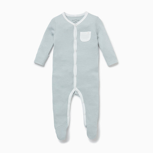 Front-Opening Sleepsuit - Blue Stripe