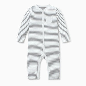 Front-Opening Sleepsuit - Grey Stripe