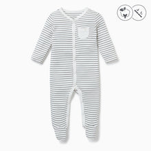 Load image into Gallery viewer, Front-Opening Sleepsuit - Grey Stripe