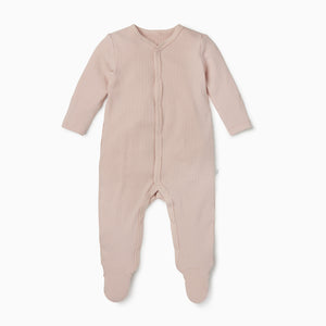 Ribbed Front Opening Sleepsuit 2 Pack Blush/Biscuit