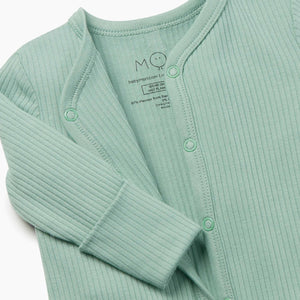 Ribbed Front Opening Sleepsuit 2 Pack Sky/Mint