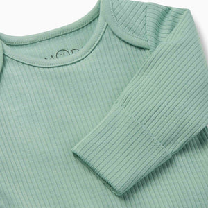 Ribbed Long Sleeve Bodysuit 2 Pack Blue/Mint
