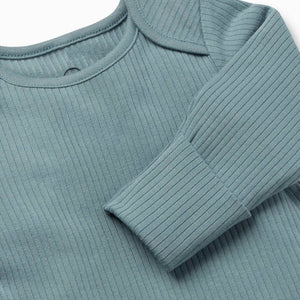 Ribbed Long Sleeve Bodysuit 2 Pack Blue/Mint