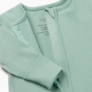Ribbed Clever Zip Sleepsuit - Sage