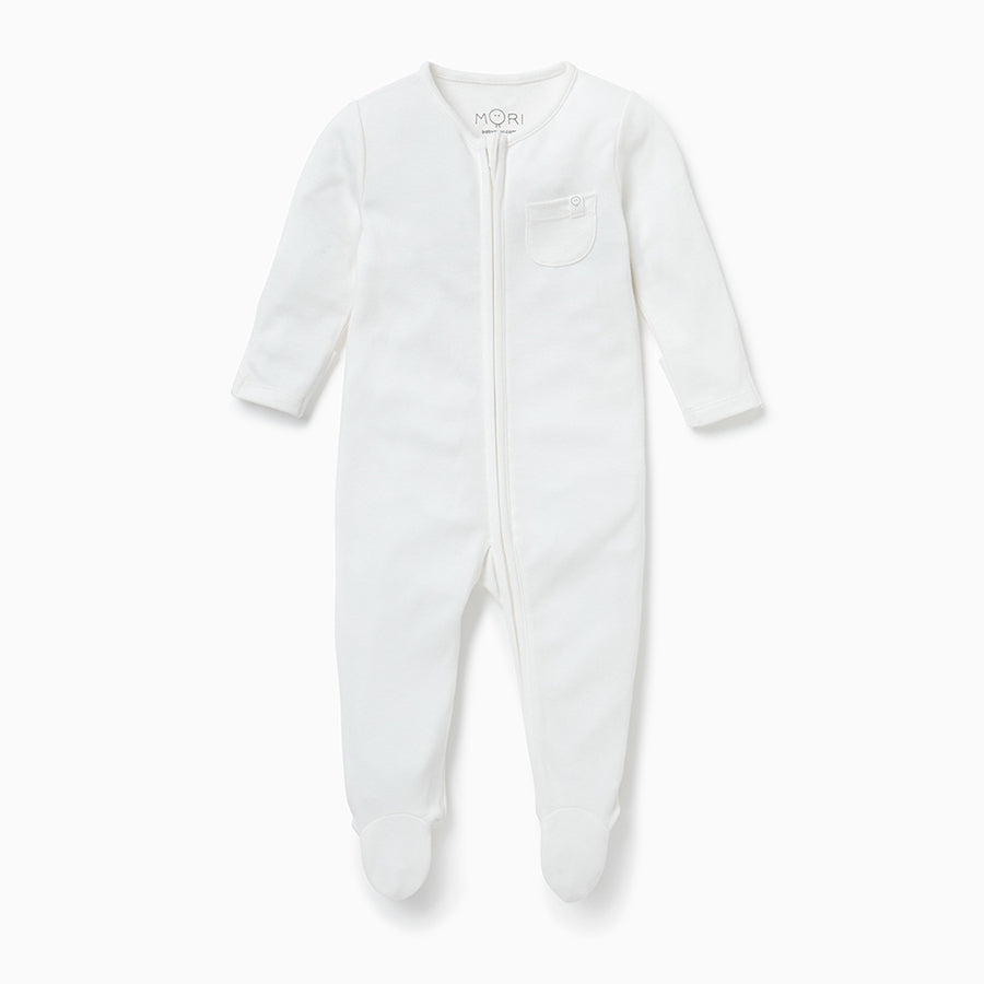 Clever Zip Sleepsuit - White