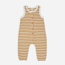 Load image into Gallery viewer, Quincy Mae Sleepsuit 6-12m WAFFLE SLEEVELESS JUMPSUIT | OCRE STRIPE