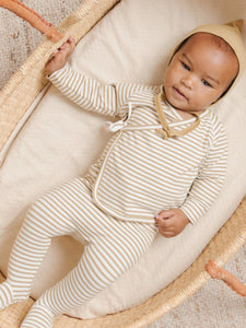 Quincy Mae Sleepsuit Wrap Top + Pant Set | gold stripe