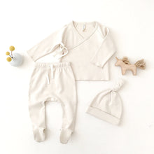 將圖片載入圖庫檢視器 Quincy Mae Sleepsuit Wrap Top + Pant Set | natural