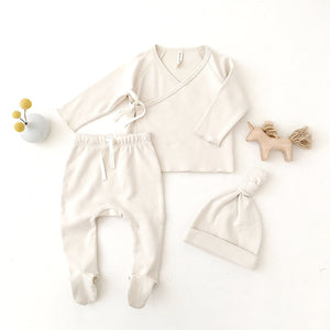 Quincy Mae Sleepsuit Wrap Top + Pant Set | natural