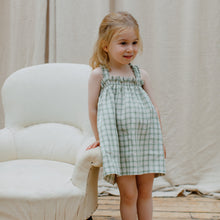 Load image into Gallery viewer, Daisy Chain Dress - Olive &amp; Oat Check Linen