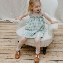Load image into Gallery viewer, Daisy Chain Dress - Olive &amp; Oat Check Linen