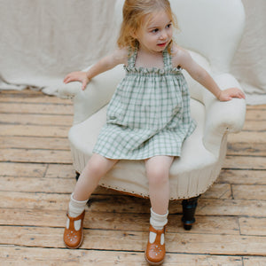 Daisy Chain Dress - Olive & Oat Check Linen