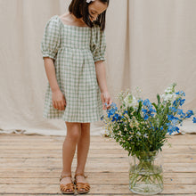 Load image into Gallery viewer, Marbles Dress - Oat &amp; Olive Check Linen