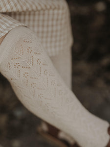 Scallop Weave Knee High - Milk